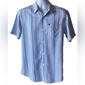 QUIKSILVER Blue & White Striped Button Down Collared Shirt Men S/P Small